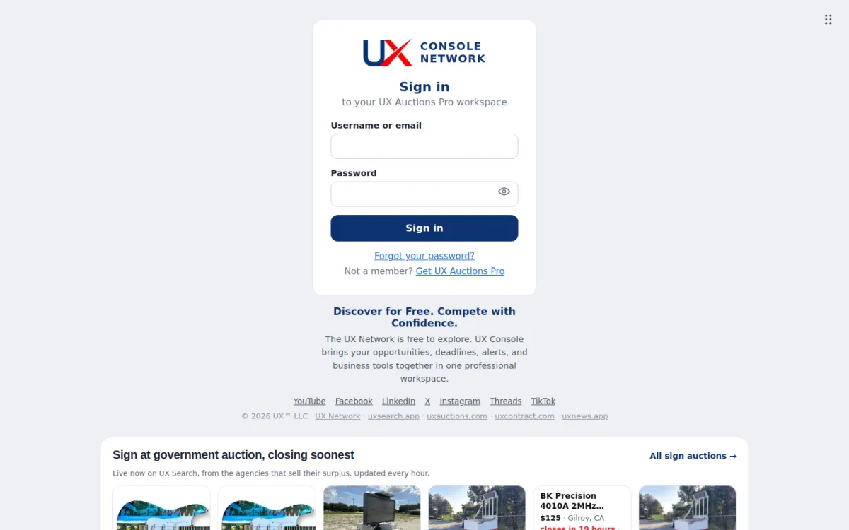 UX Console screenshot
