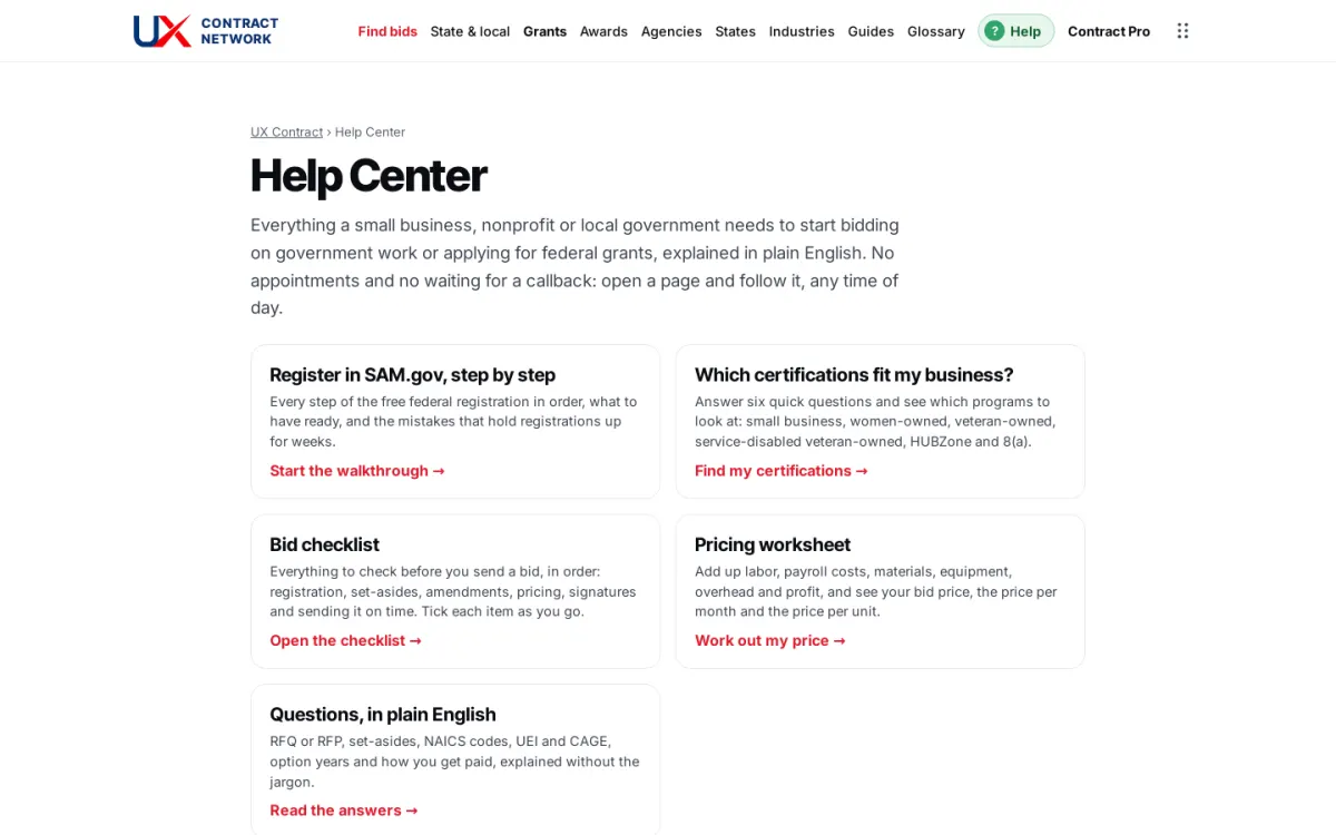 UX Contract Help Center on a laptop