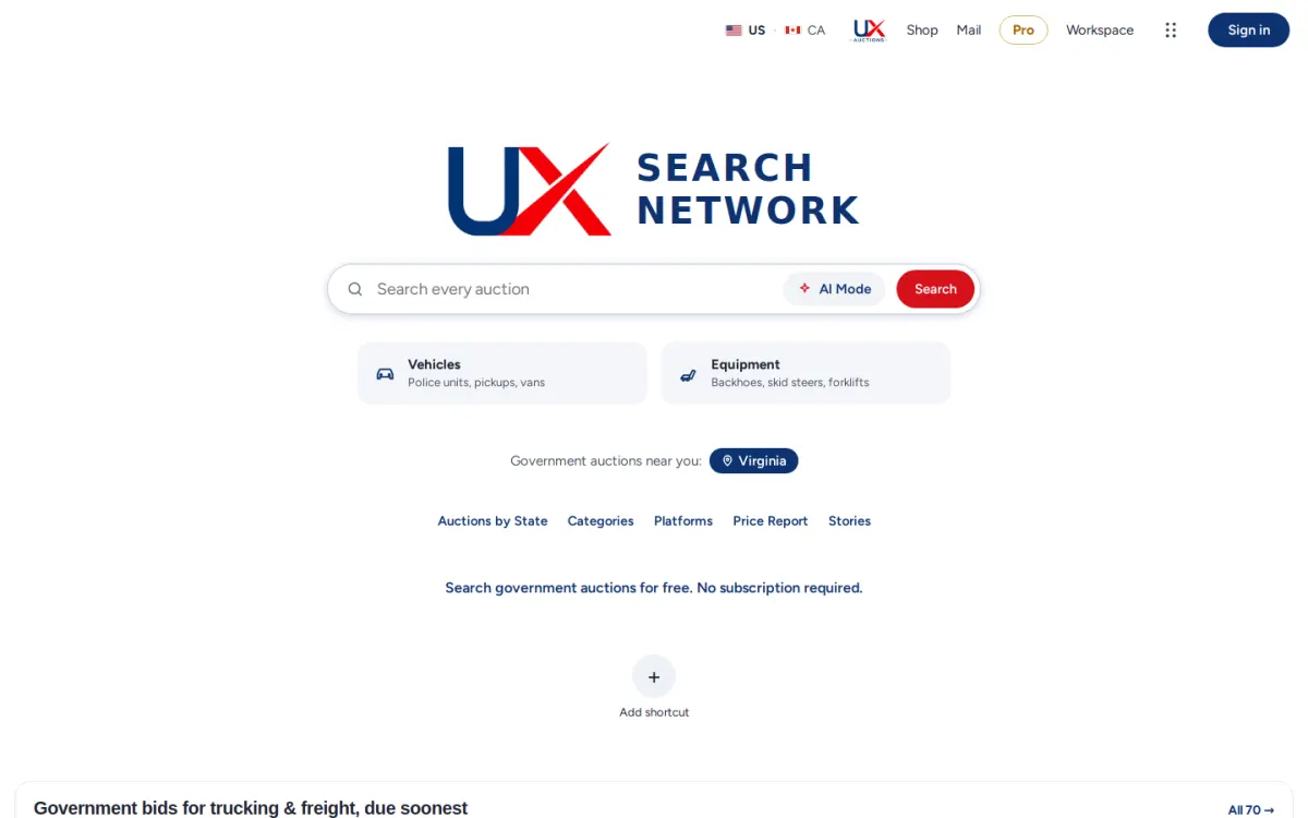 UX Search screenshot